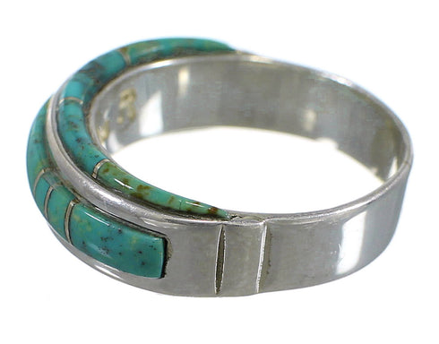 Southwest Authentic Sterling Silver Turquoise Inlay Ring Size 5 YX81346